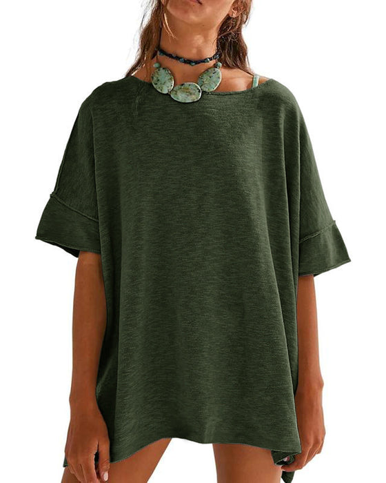 Solid Color Patchwork Half-Sleeve T-Shirt