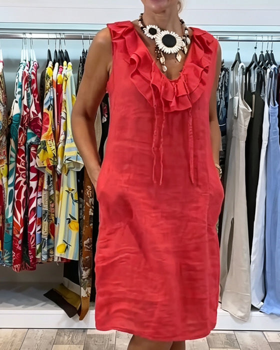 Ruffle Sleeveless Casual Dress