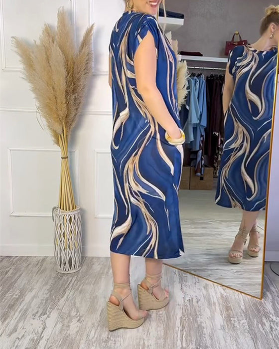 Gilded Flowing Pattern Column Dress