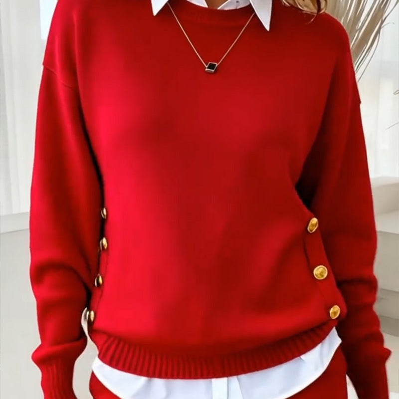 Metal Buckle Design Stylish Pullover