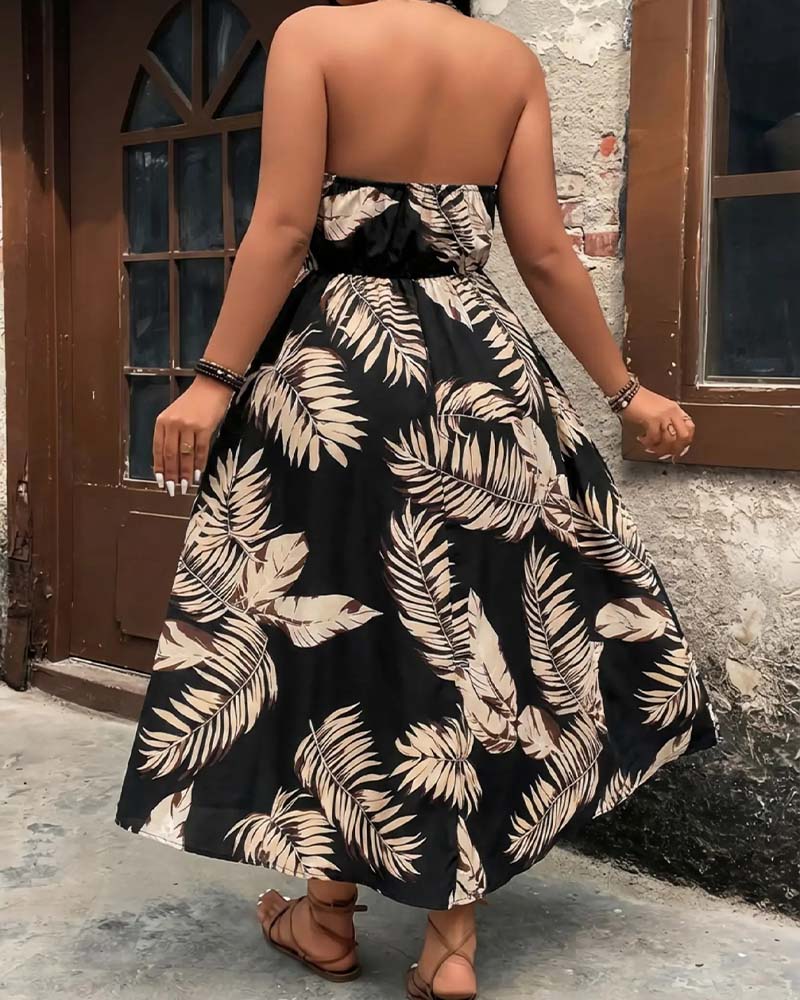 V-Neck Halter Sleeveless Dress + Shorts Set