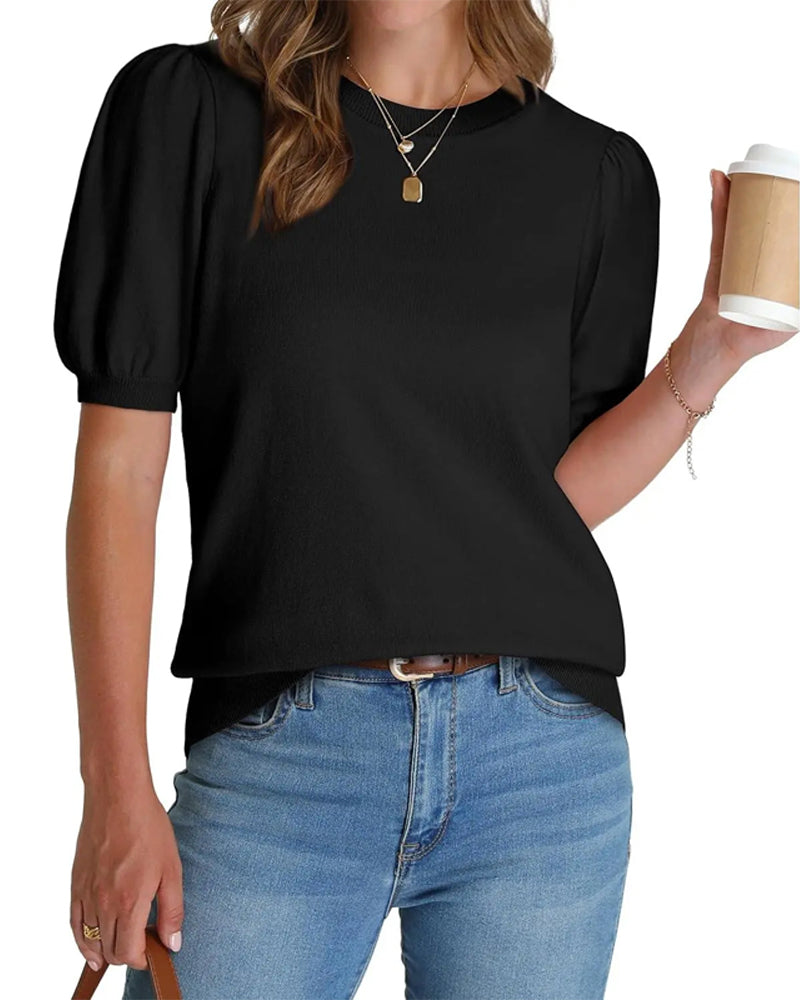 Puff Sleeve Short-Sleeved T-Shirt