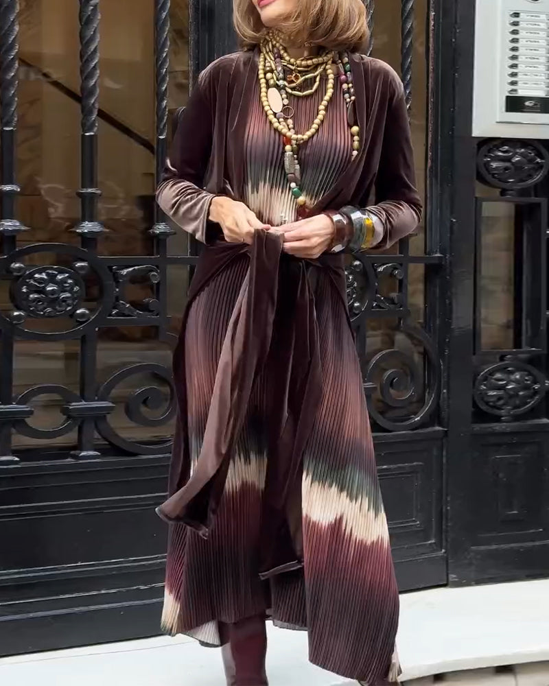 Fashionable Gradient Accordion Pleated Dress