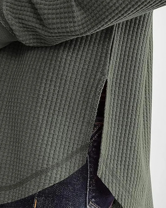 Waffle Henley Long Sleeve Top