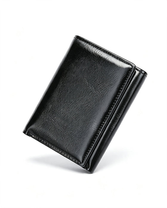Men's Genuine Oil-Wax Cowhide RFID Wallet