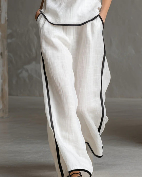 Sleeveless Black Trim Color Block Set