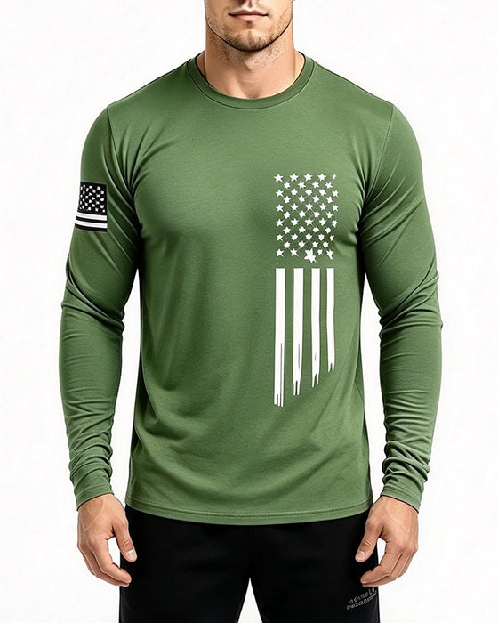 Men's National Flag Print Long-Sleeve Top