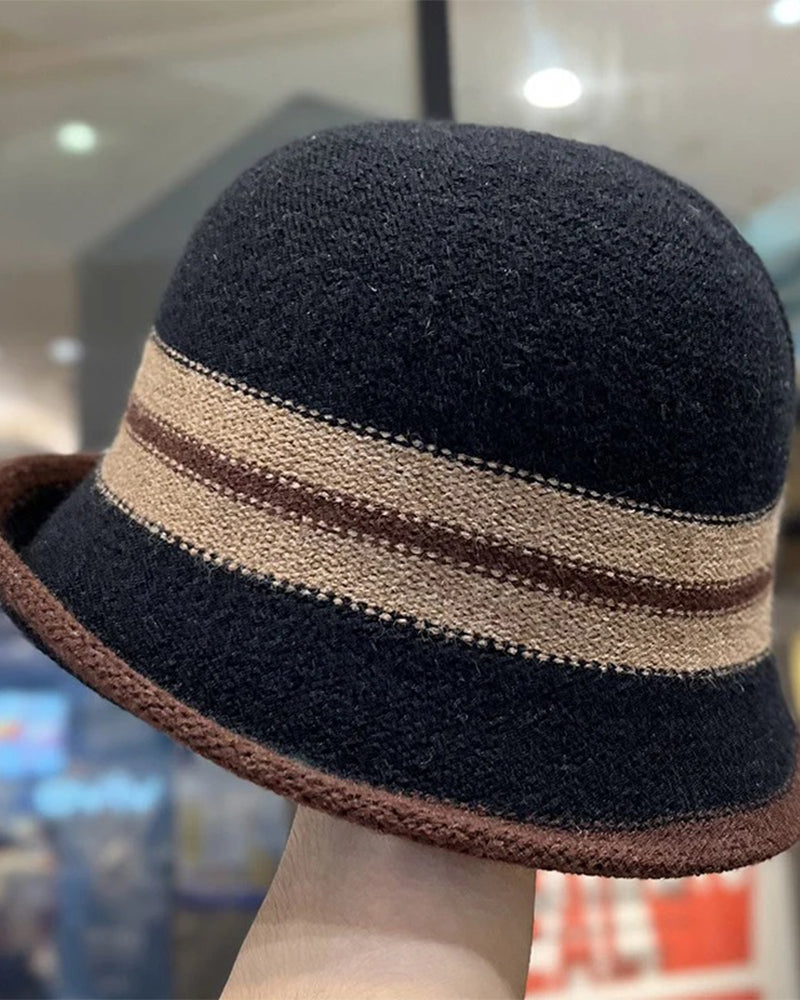Women's Foldable Striped Cloche Bucket Hat