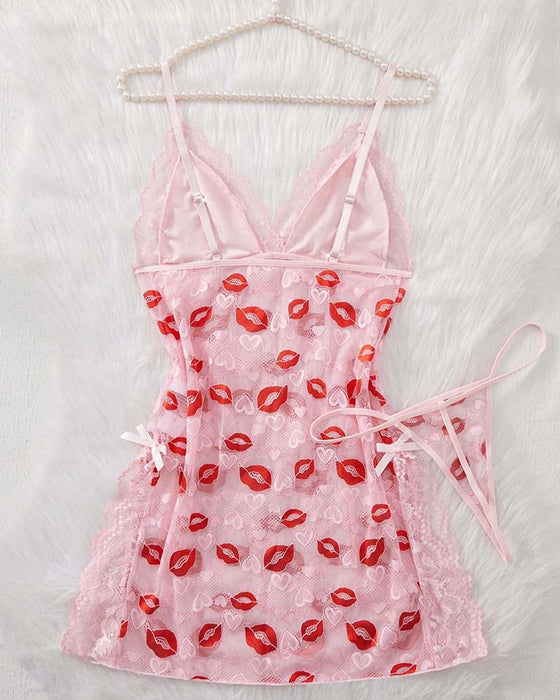 Lip Print Sleep Dress