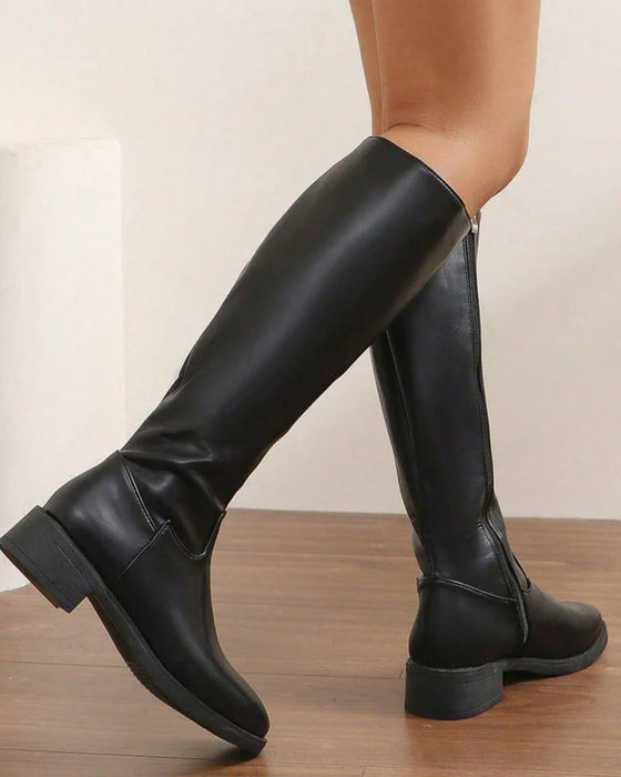 Women's Fashion Side Zipper Mid-Calf Boots