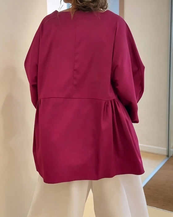 Solid Color Long Sleeve Blouse