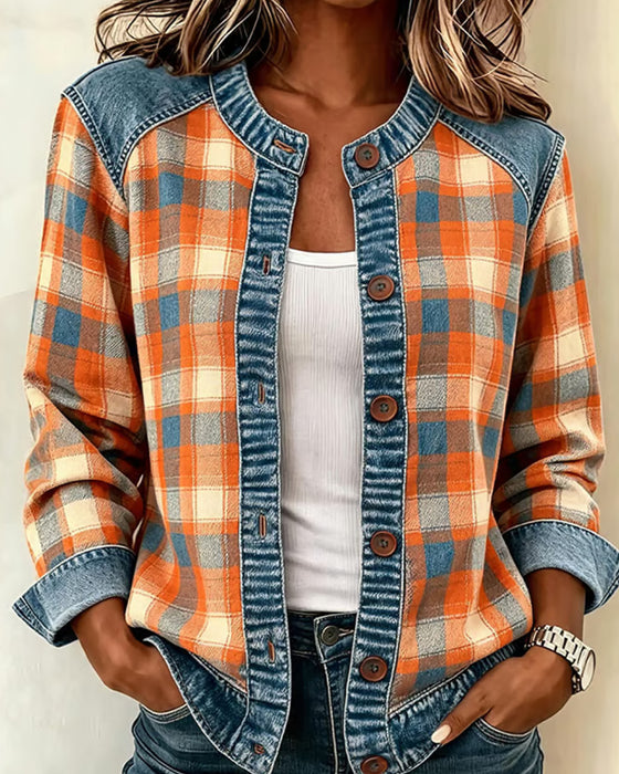 Plaid Casual Button Coat