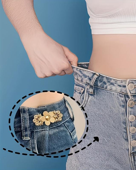4-Piece Floral Patterned Denim Belt Tightener