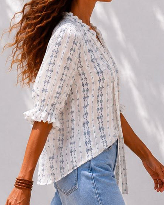 Small Floral Ruffle Blouse