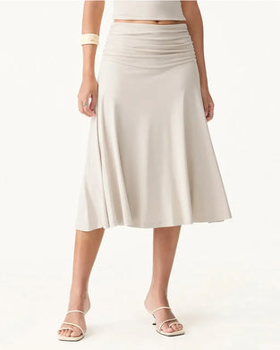 Solid Color Stacked A-Line Skirt