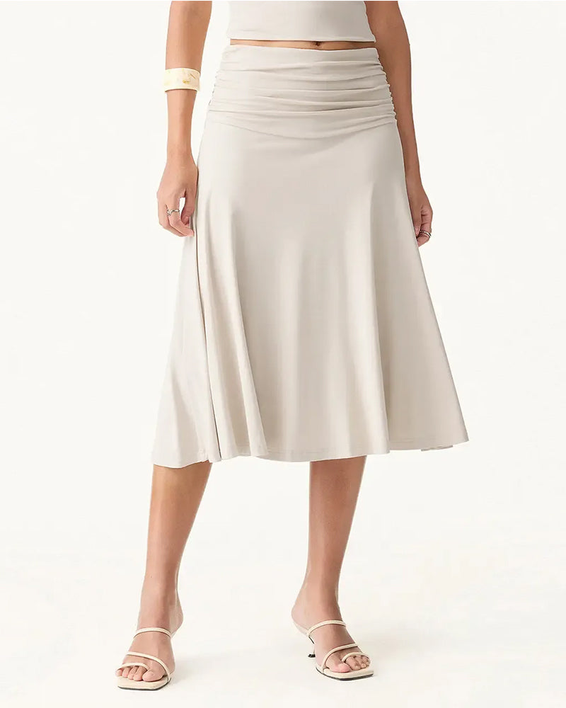 Solid Color Stacked A-Line Skirt
