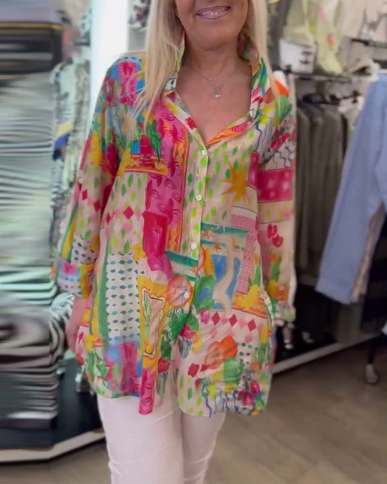 Colorful Stylish Lapel Shirt