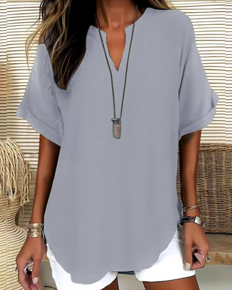 Loose Solid Color Women's Casual Blouse