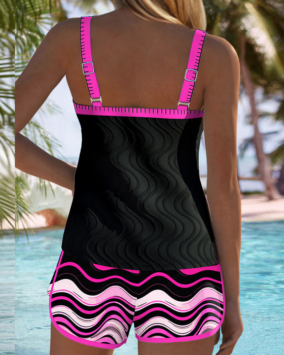 Wave Print Two-Piece Swimsuit