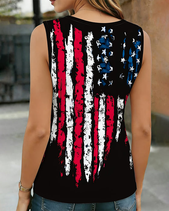 Flag Tie V-Neck Sleeveless Tank Top
