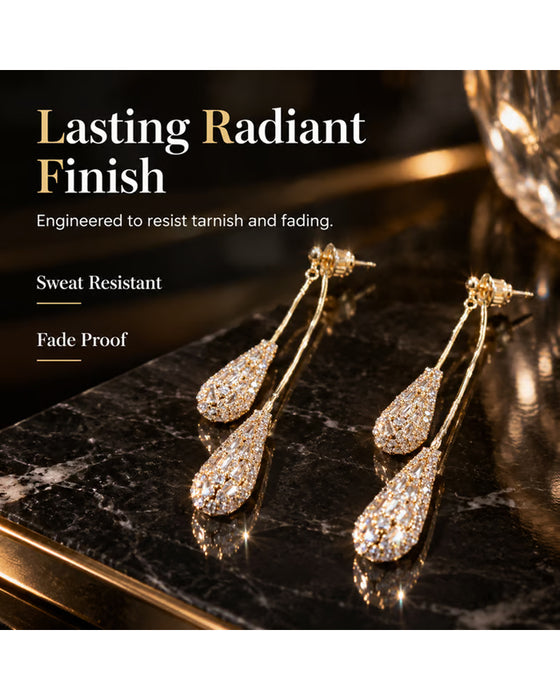 Elegant Zircon-Decorated Two-Way Teardrop Tassel Earrings for Women