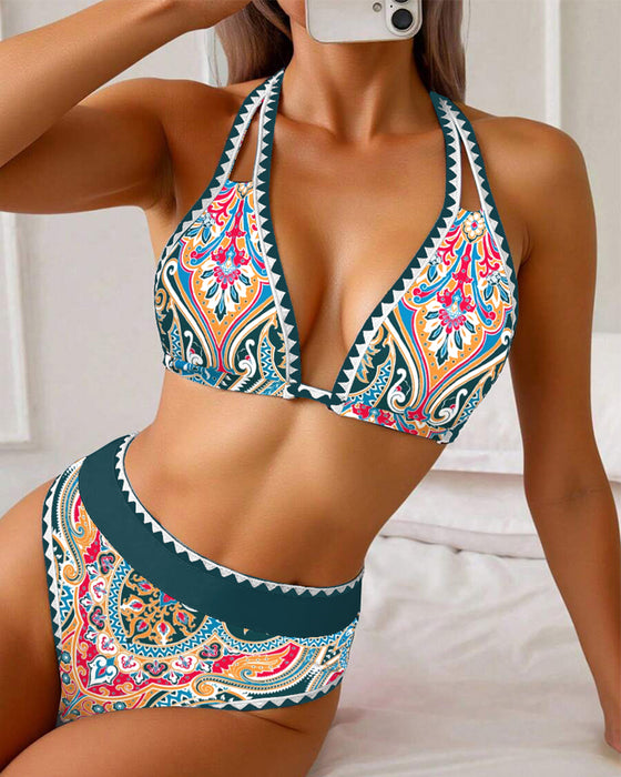 Sexy Bra-Style Printed Triangle Swimsuit