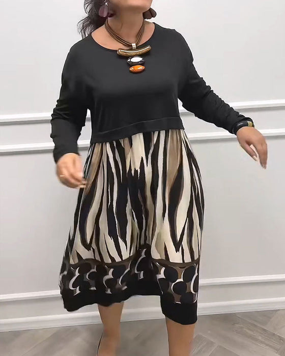 Geometric Abstract Print Patchwork Dress