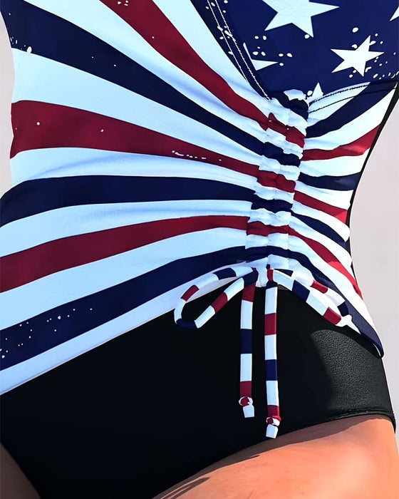 Stars And Stripes Tie-Front One-Piece