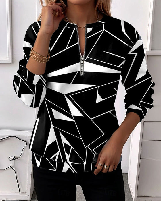 Casual Zip Long Sleeve Sweatshirt