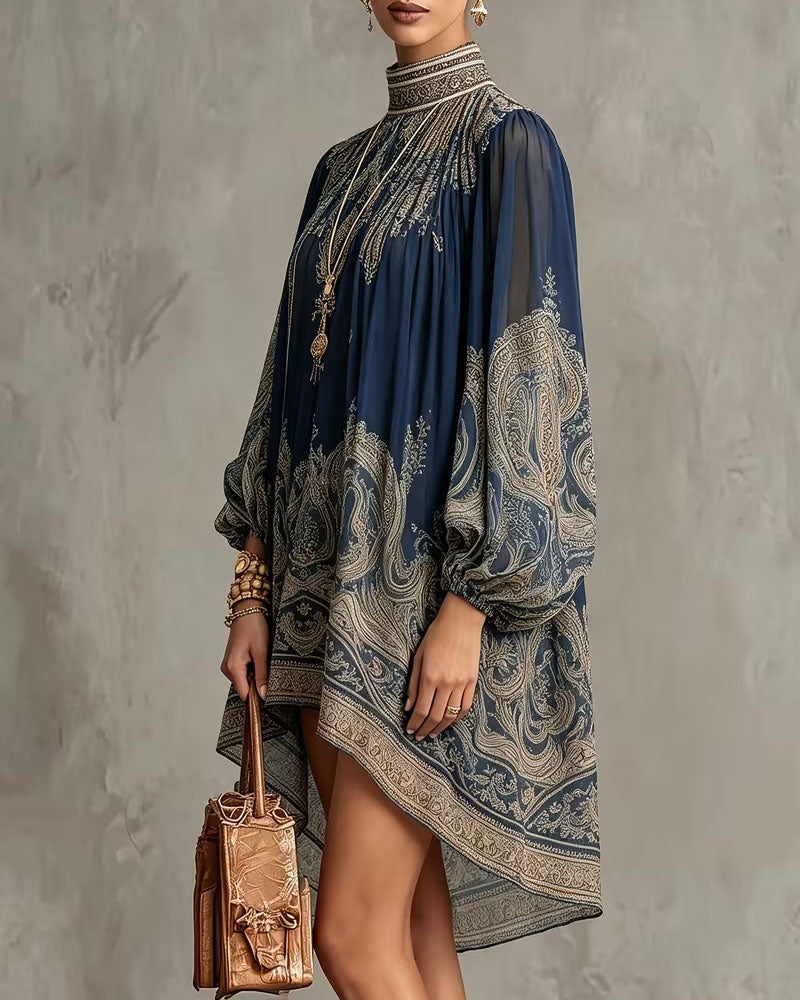 Turtleneck Irregular Casual Dress