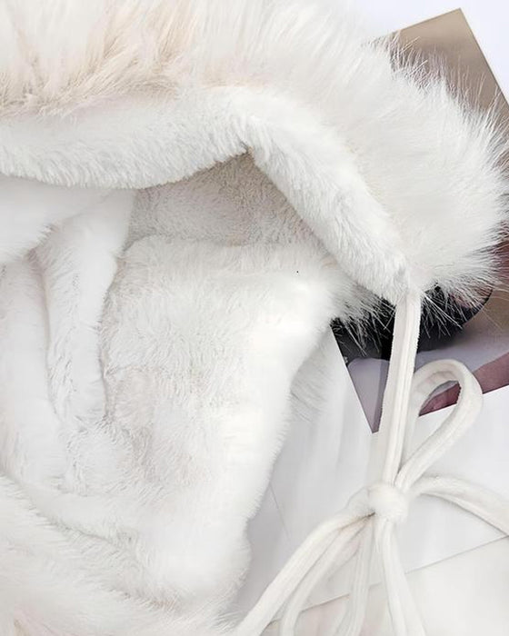 Cute Cat Ear Design Pom Pom Decor Plush Hat