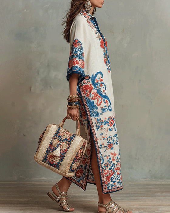 Bohemian Lapel Casual Dress