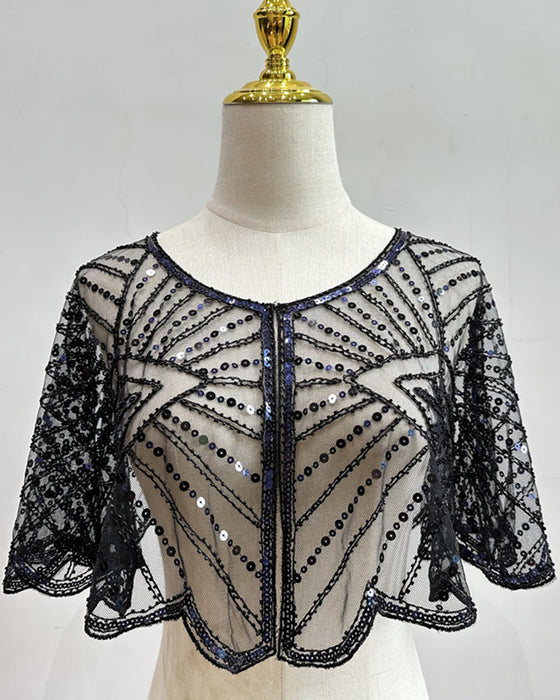 Vintage lace with beads shawl