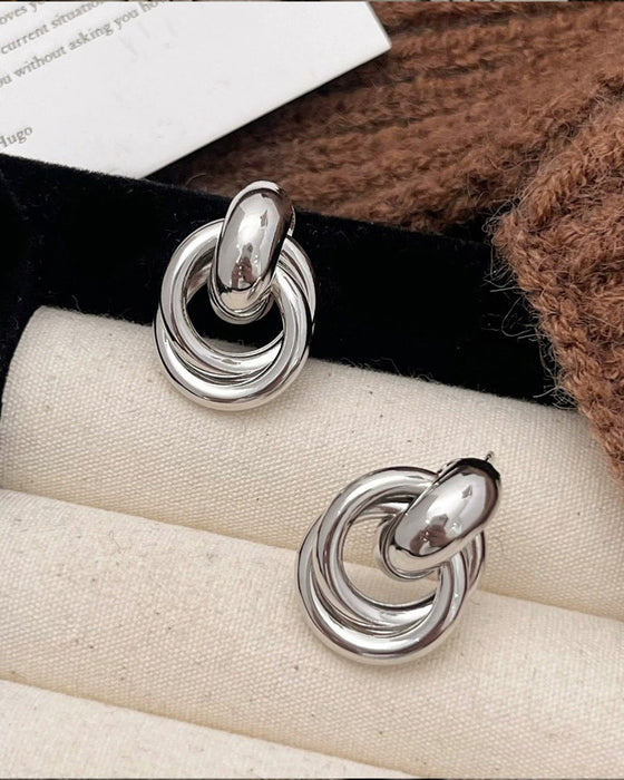 Vintage Textured Double-Layer Metal Wrap Earrings