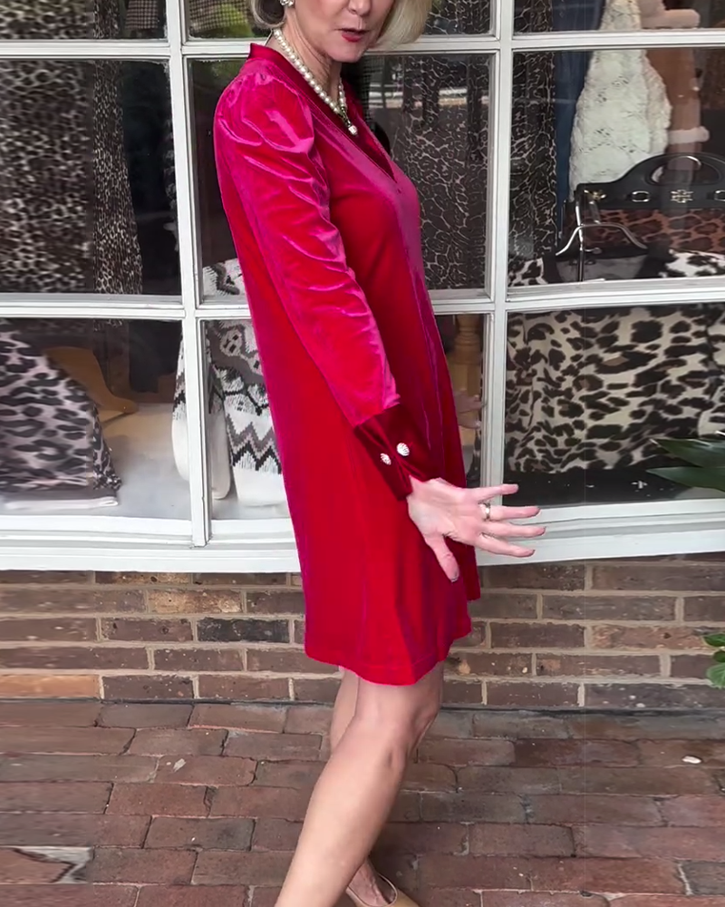 Elegant V-Neck Solid Color Dress