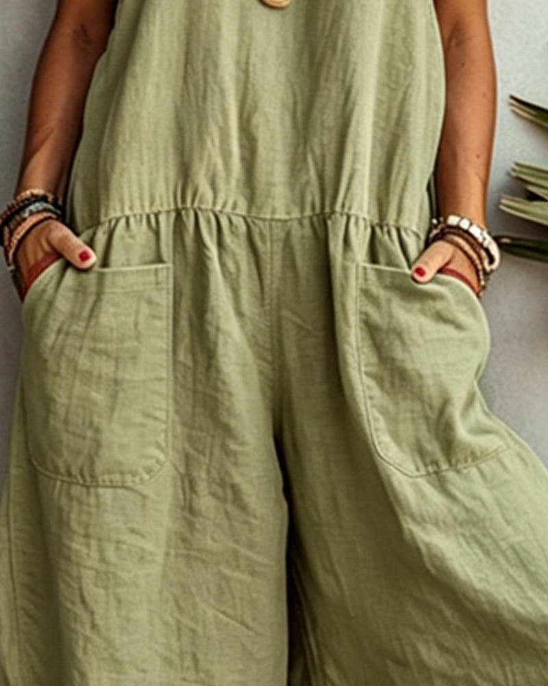Color-Blocked Pocket Jumpsuit