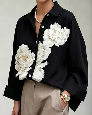 Floral Print Lapel Shirt