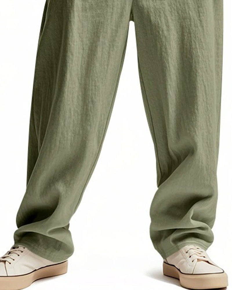 Casual Solid-Color Straight-Leg Pants