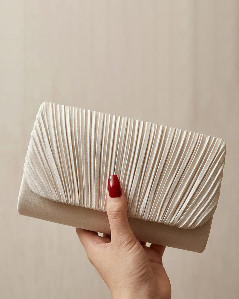 Solid Color Pleated Shoulder Bag