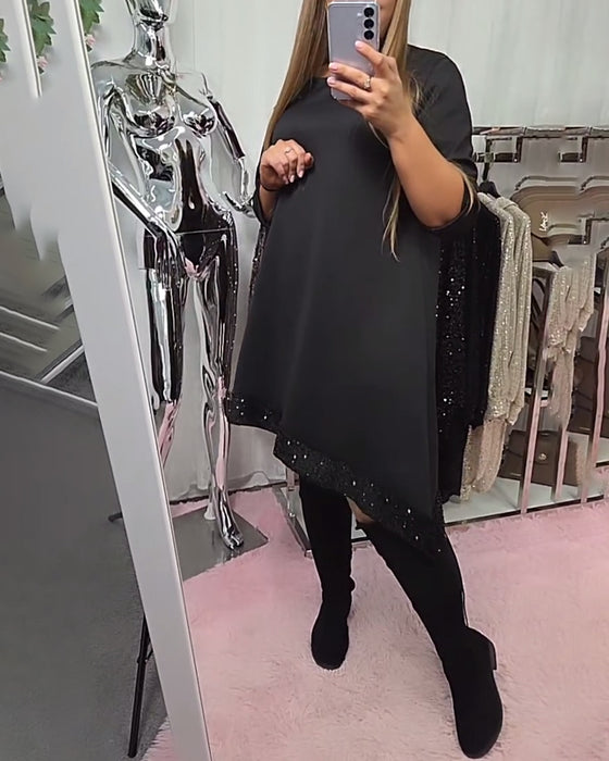 Irregular Hem Patchwork Dress