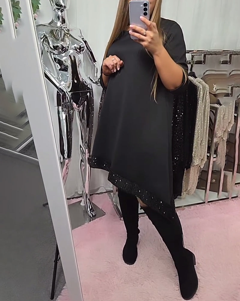 Irregular Hem Patchwork Dress