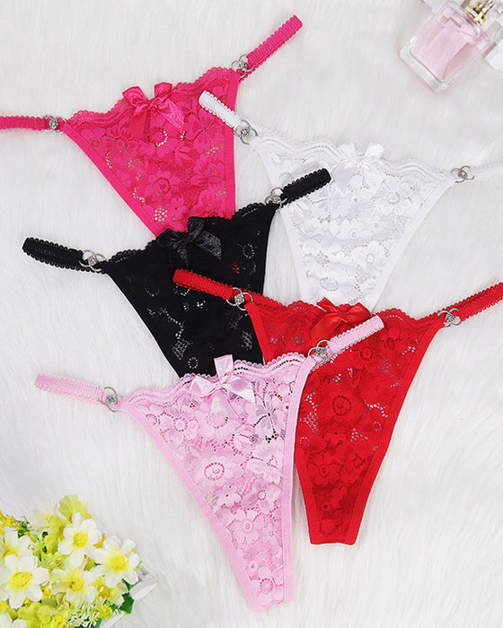 Sexy Bow Lace G-String Thong