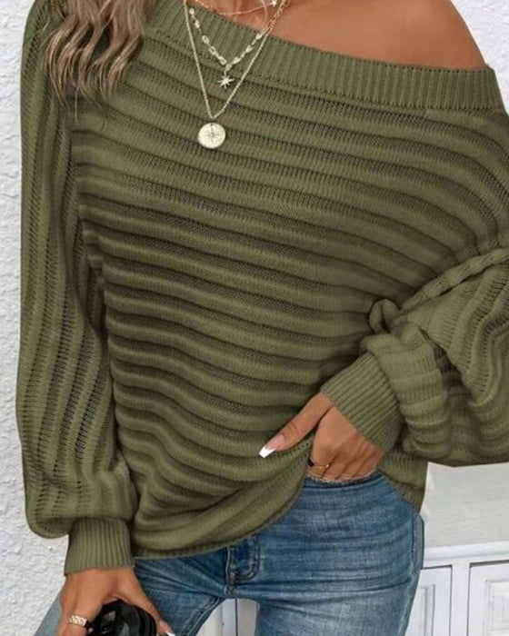 Solid color casual ribbed sweater