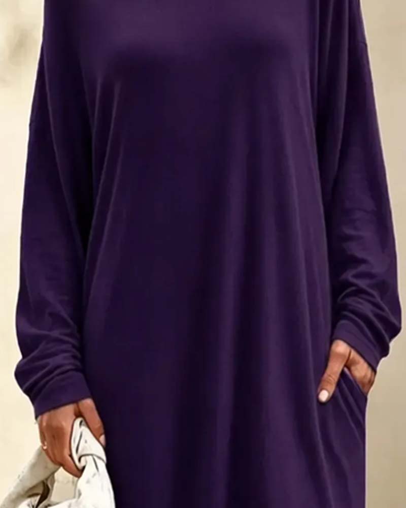 Asymmetric Off-Shoulder Long Sleeve Pocket Maxi Dress