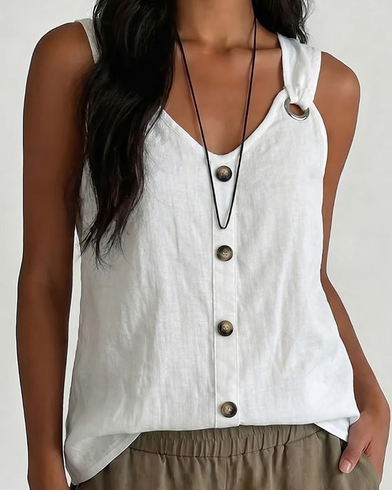 Metal Ring Button Tank Top