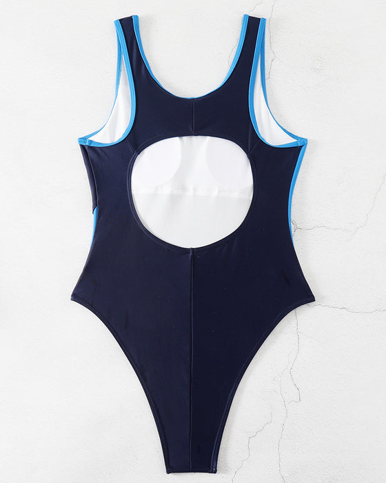 Fashionable one-piece swimsuit in contrasting colors