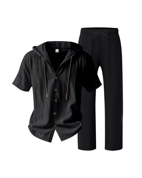 Men's Lightweight Hooded Two-Piece Set For Summer Casual Wear