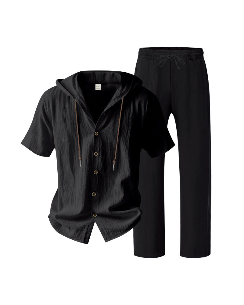 Men's Lightweight Hooded Two-Piece Set For Summer Casual Wear