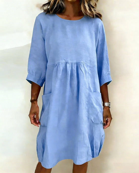 Three-Quarter Sleeve Loose Dress