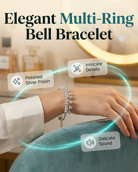 Adjustable Silver Bell Charm Bangle Bracelet